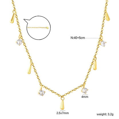 Minimalist Teardrop & Zircon Stainless Steel Dainty Chain
