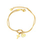 Mother's Day Knot Bracelet | 304L Steel Gold Cross Heart Mom Pendant