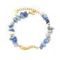 Natural Blue Sodalite Stainless Steel Wave Bar Bracelet