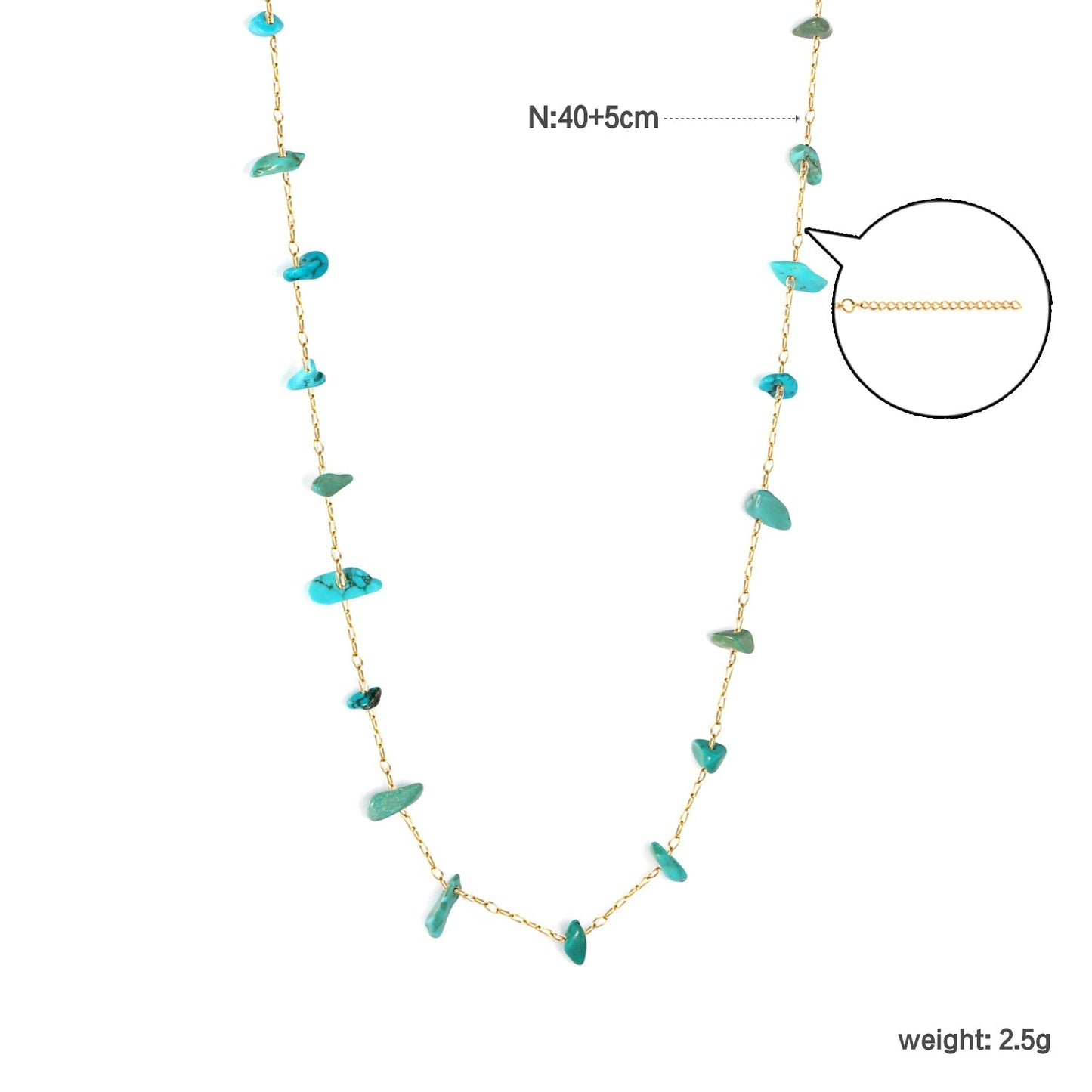 Natural Turquoise Nugget Necklace | Waterproof Resort Wear