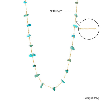 Natural Turquoise Nugget Necklace | Waterproof Resort Wear