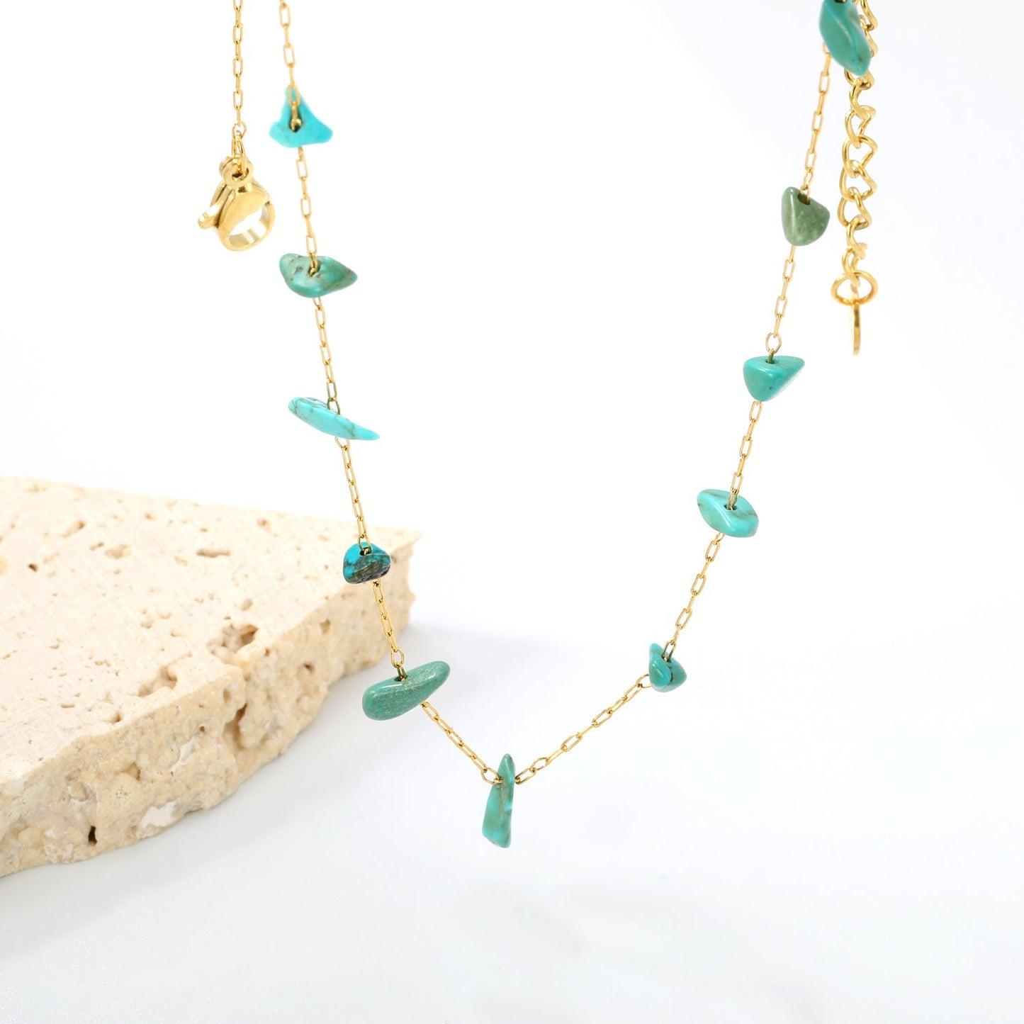 Natural Turquoise Nugget Necklace | Waterproof Resort Wear