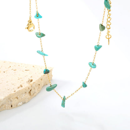 Natural Turquoise Nugget Necklace | Waterproof Resort Wear