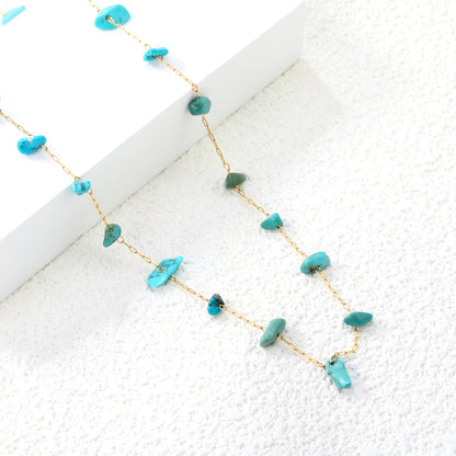 Natural Turquoise Nugget Necklace | Waterproof Resort Wear