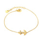 Nautical Anchor CZ Bracelet 304L Stainless Steel Gold Adjustable 17+3cm