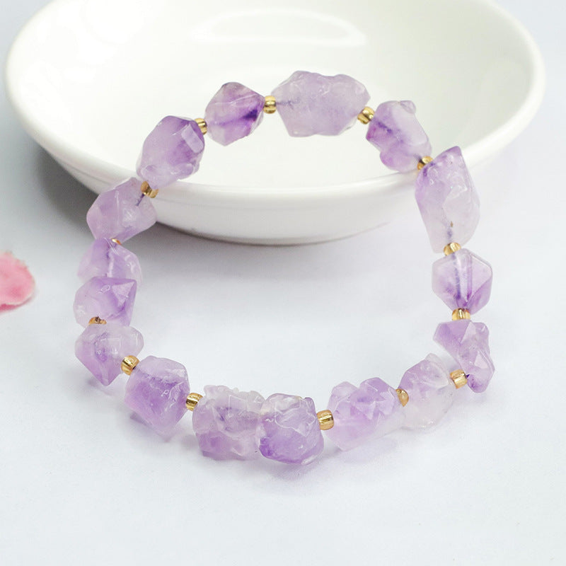 Raw Lavender Amethyst Nugget Bracelet | Bohemian Natural Stone Source