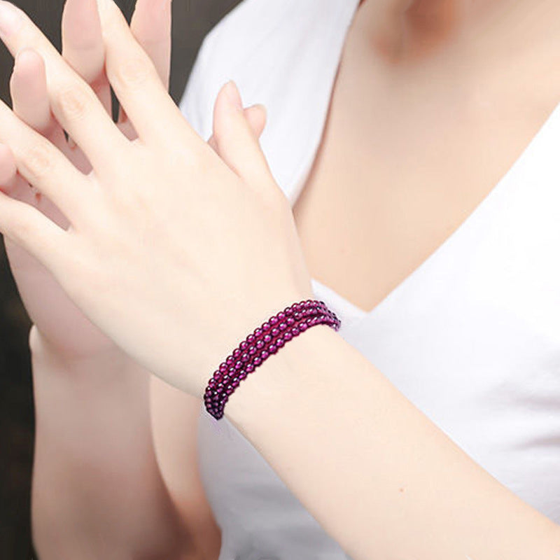 Wholesale Natural Wine Red Garnet Multi-Wrap Bracelet | 108 Mala Style