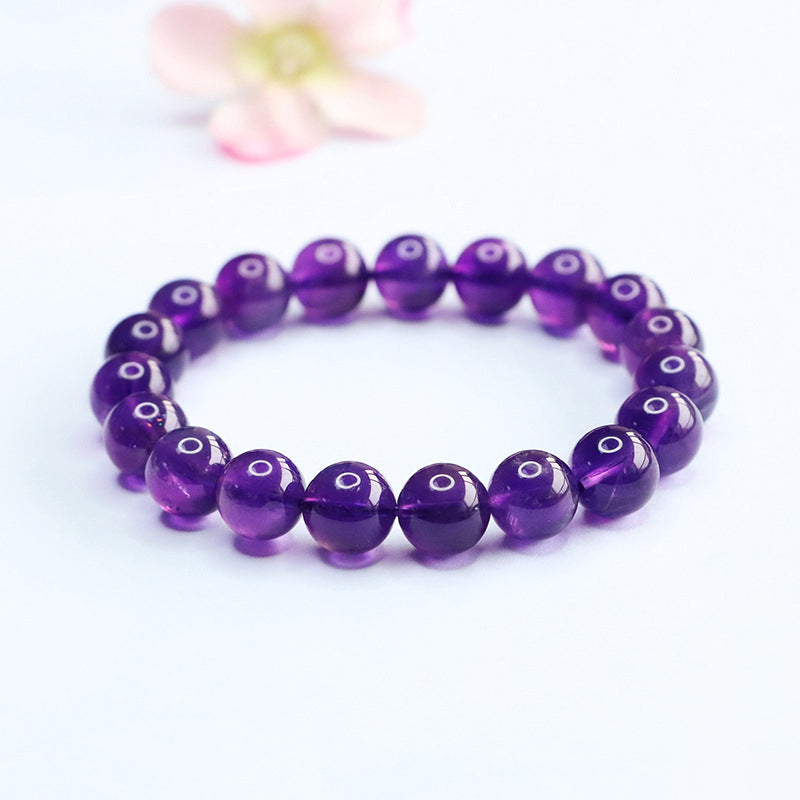 Carved Amethyst Mantra Bracelet | Spiritual Protection & Healing Jewelry