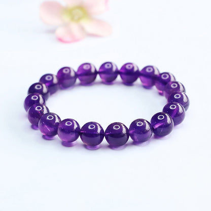 Carved Amethyst Mantra Bracelet | Spiritual Protection & Healing Jewelry