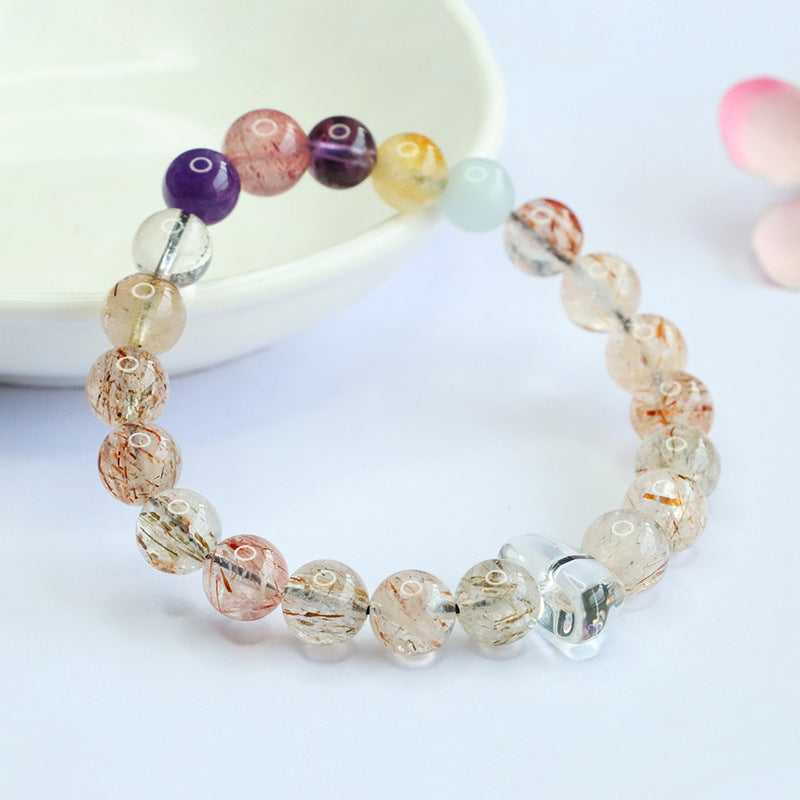Rainbow Crystal Bracelet with Amethyst Accents | Vibrant Energy Jewelry