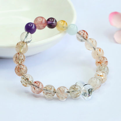 Rainbow Crystal Bracelet with Amethyst Accents | Vibrant Energy Jewelry