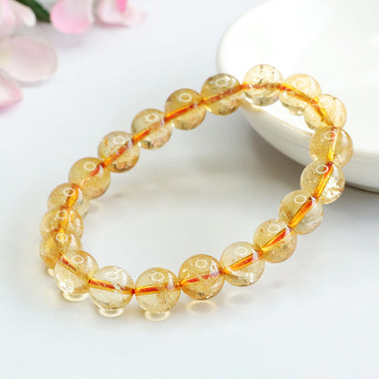 Wholesale Natural Citrine Round Bead Bracelets | Bulk Wealth Stone Jewelry Supply