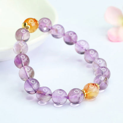 Dainty Lavender Amethyst Bracelet with Amber Accents | Zen Style Jewelry