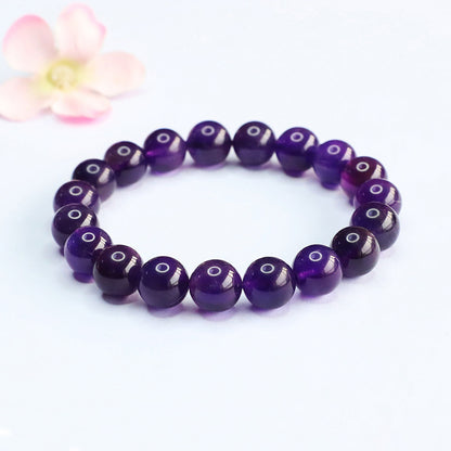 Carved Amethyst Mantra Bracelet | Spiritual Protection & Healing Jewelry