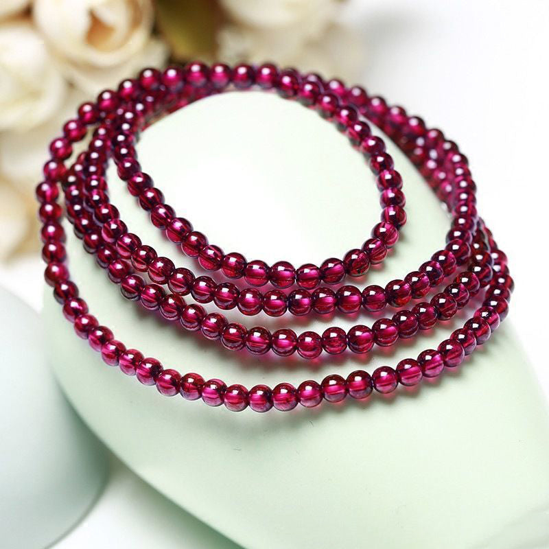 Wholesale Natural Wine Red Garnet Multi-Wrap Bracelet | 108 Mala Style