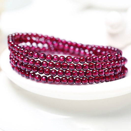 Wholesale Natural Wine Red Garnet Multi-Wrap Bracelet | 108 Mala Style