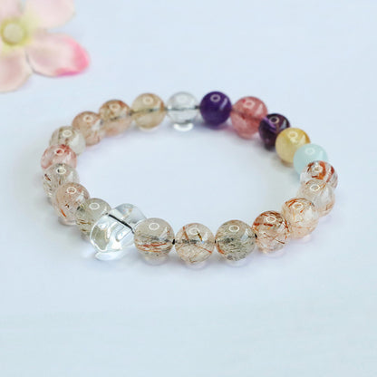 Rainbow Crystal Bracelet with Amethyst Accents | Vibrant Energy Jewelry