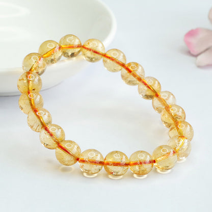 Wholesale Natural Citrine Round Bead Bracelets | Bulk Wealth Stone Jewelry Supply