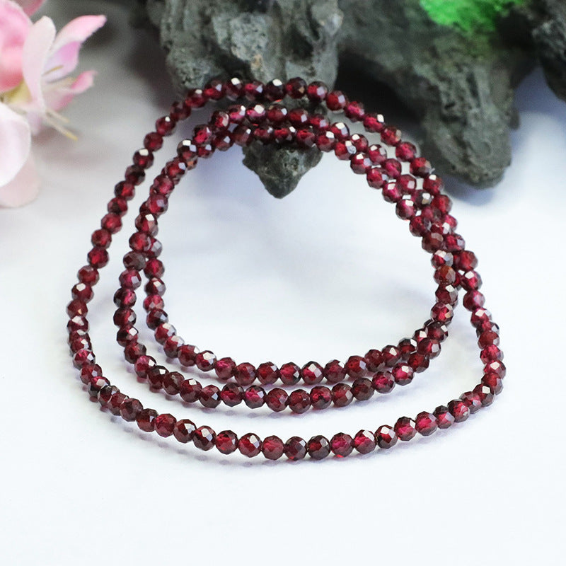 Elegant Double-Strand Red Garnet Bracelet | Graceful Root Chakra Stone