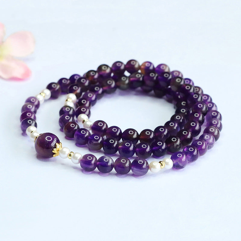 Deep Purple Amethyst Multi-Wrap Bracelet | Spiritual Protection Stone