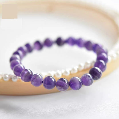 Wholesale Deep Purple Amethyst Bracelet | Premium Round Bead Jewelry