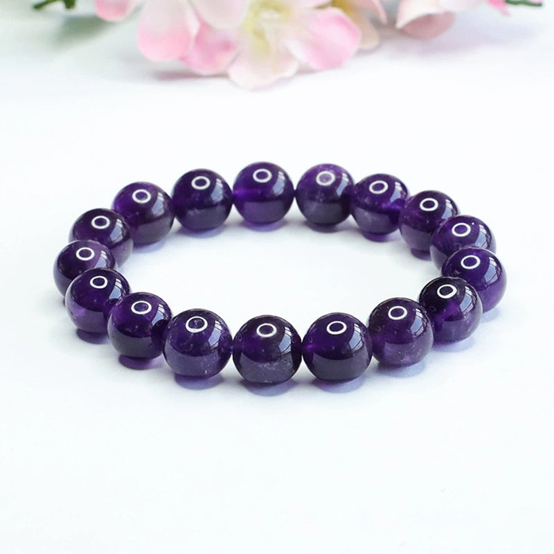 Carved Amethyst Mantra Bracelet | Spiritual Protection & Healing Jewelry
