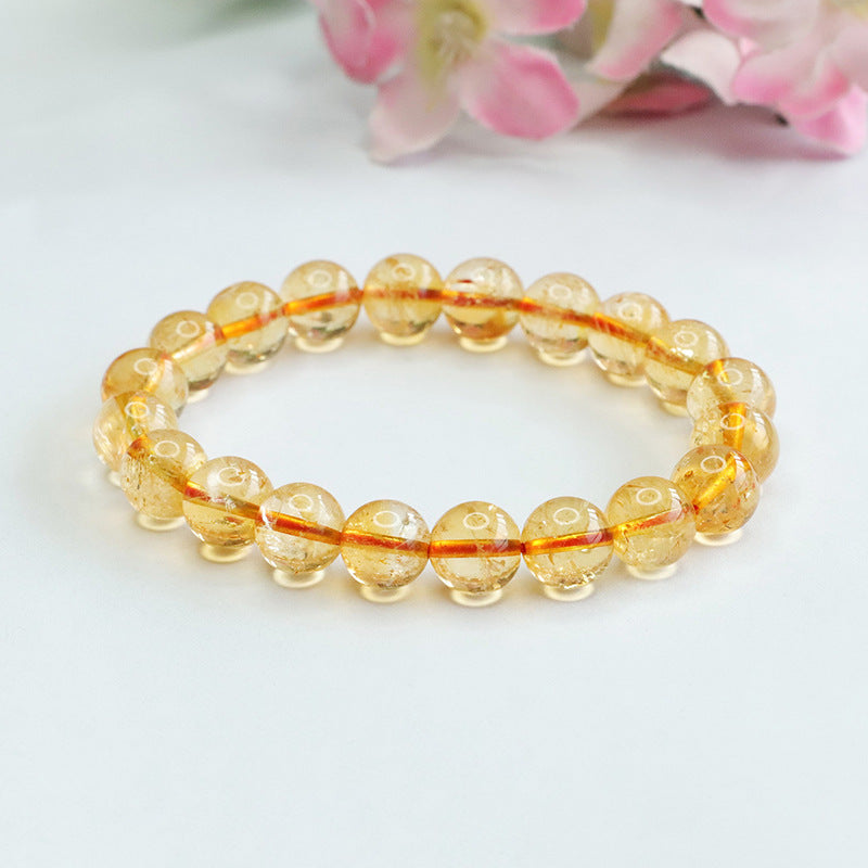 Wholesale Natural Citrine Round Bead Bracelets | Bulk Wealth Stone Jewelry Supply