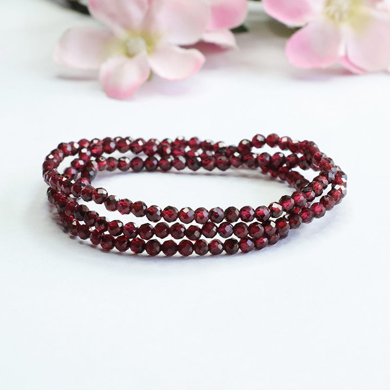 Elegant Double-Strand Red Garnet Bracelet | Graceful Root Chakra Stone