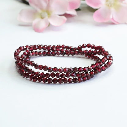 Elegant Double-Strand Red Garnet Bracelet | Graceful Root Chakra Stone