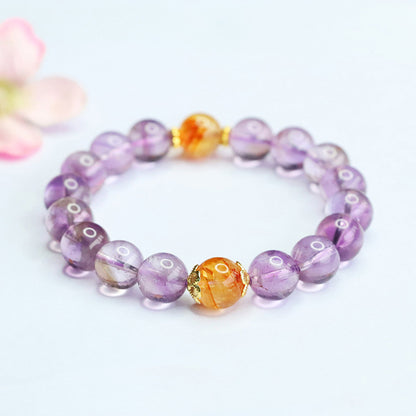 Dainty Lavender Amethyst Bracelet with Amber Accents | Zen Style Jewelry