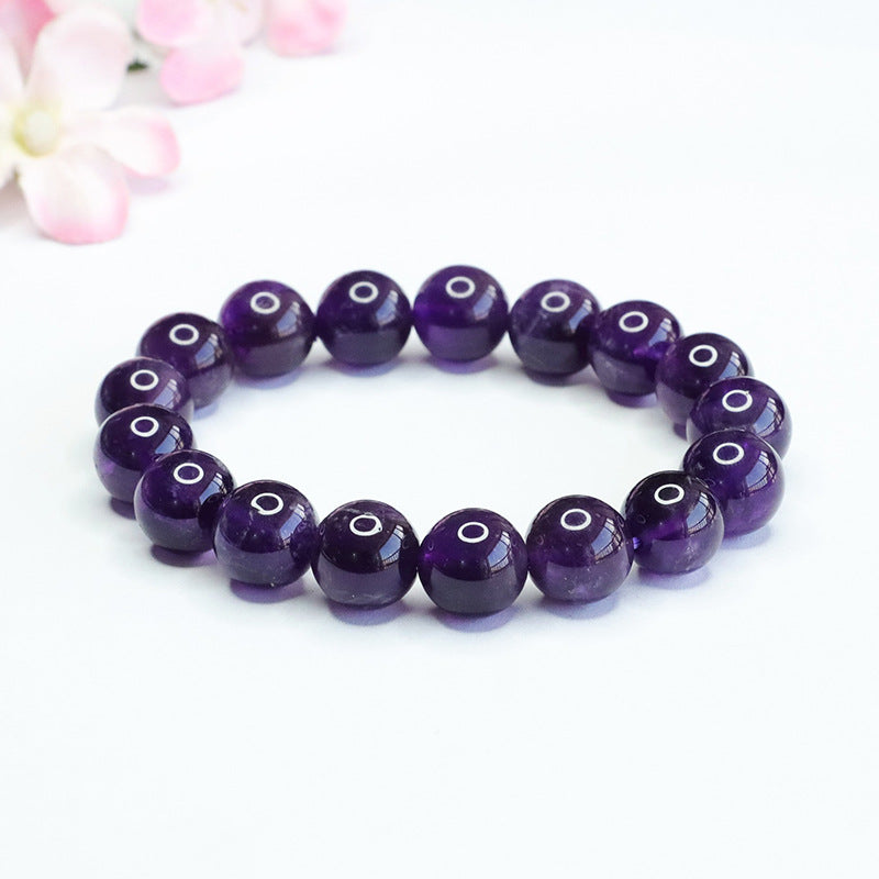 Carved Amethyst Mantra Bracelet | Spiritual Protection & Healing Jewelry
