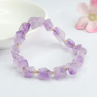Raw Lavender Amethyst Nugget Bracelet | Bohemian Natural Stone Source