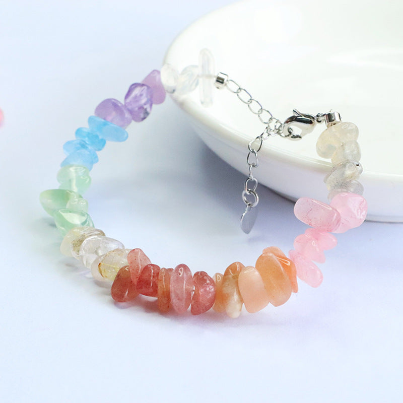 Wholesale Natural Rainbow Crystal Chip Bracelets | Bulk Freeform Stone Jewelry Supplier
