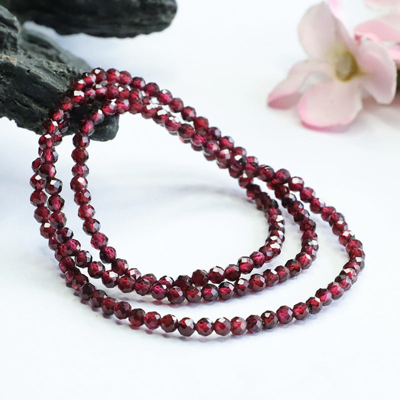 Elegant Double-Strand Red Garnet Bracelet | Graceful Root Chakra Stone