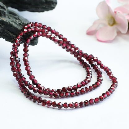 Elegant Double-Strand Red Garnet Bracelet | Graceful Root Chakra Stone