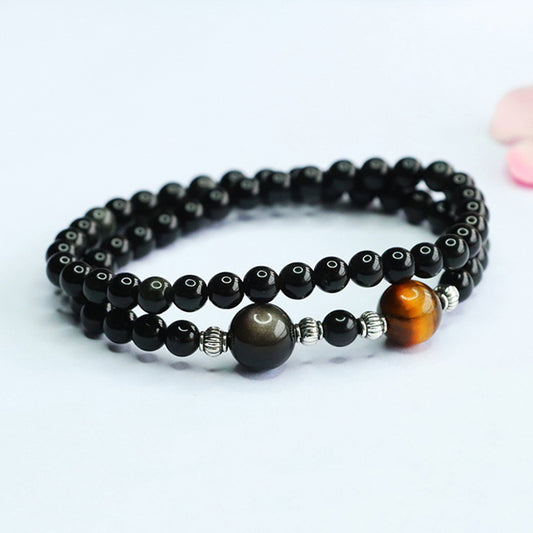 Bulk Multi-Wrap Obsidian Bracelets | Wholesale Dark Aesthetic Gemstone Jewelry