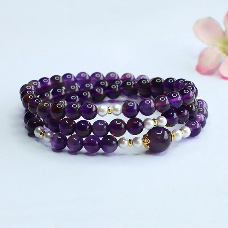 Deep Purple Amethyst Multi-Wrap Bracelet | Spiritual Protection Stone