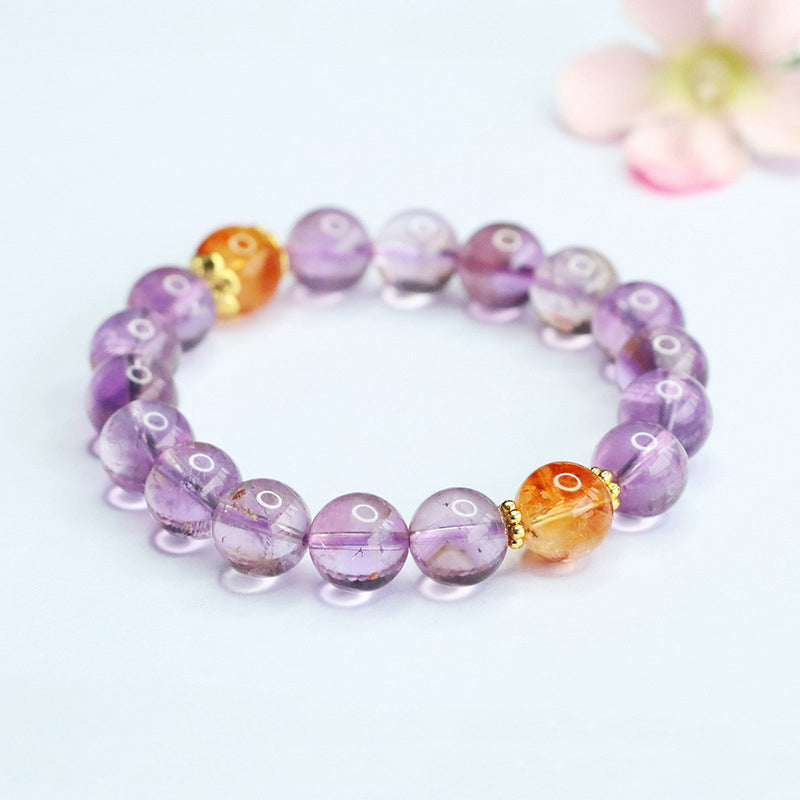 Dainty Lavender Amethyst Bracelet with Amber Accents | Zen Style Jewelry
