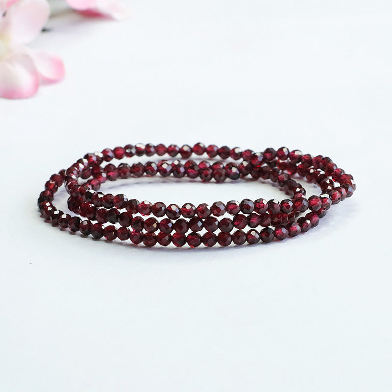 Elegant Double-Strand Red Garnet Bracelet | Graceful Root Chakra Stone