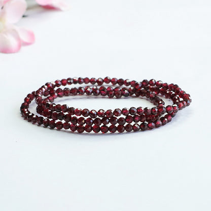 Elegant Double-Strand Red Garnet Bracelet | Graceful Root Chakra Stone