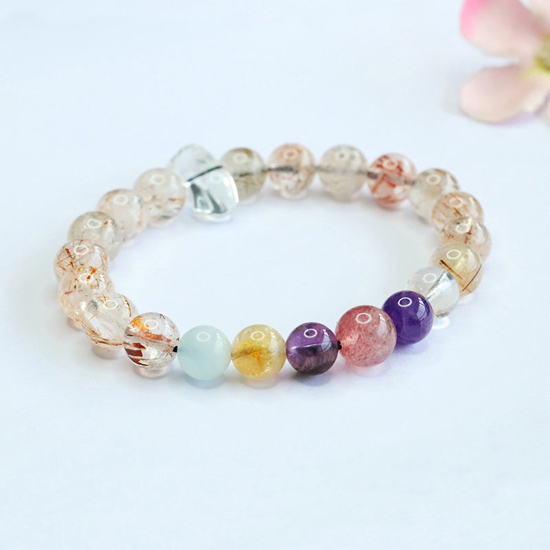Rainbow Crystal Bracelet with Amethyst Accents | Vibrant Energy Jewelry