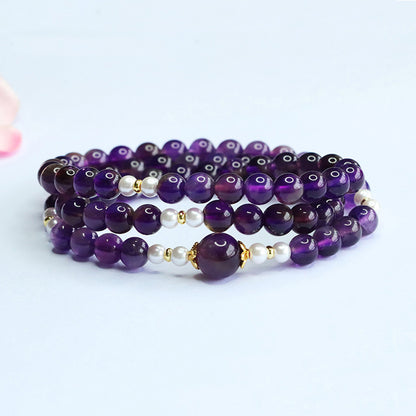Deep Purple Amethyst Multi-Wrap Bracelet | Spiritual Protection Stone