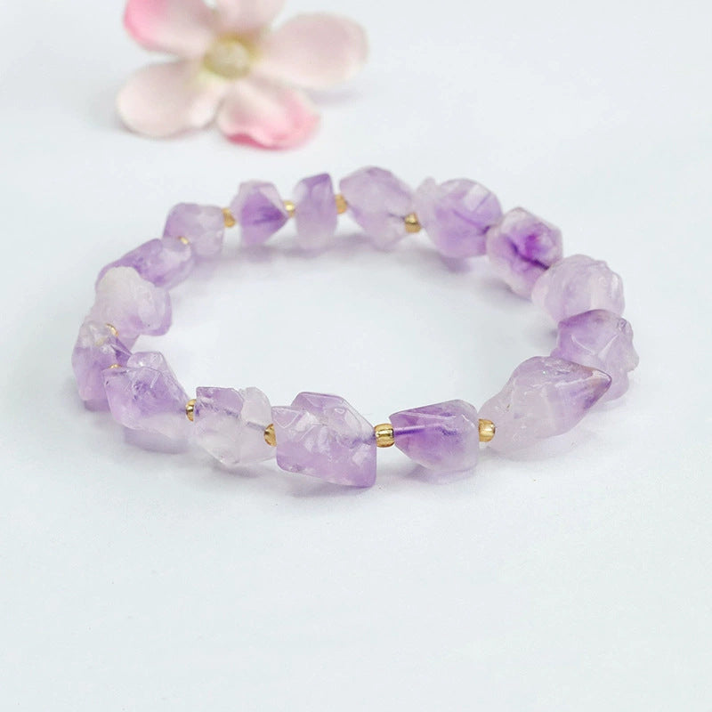 Raw Lavender Amethyst Nugget Bracelet | Bohemian Natural Stone Source