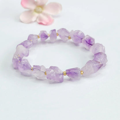 Raw Lavender Amethyst Nugget Bracelet | Bohemian Natural Stone Source