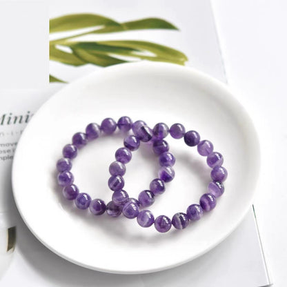 Wholesale Deep Purple Amethyst Bracelet | Premium Round Bead Jewelry
