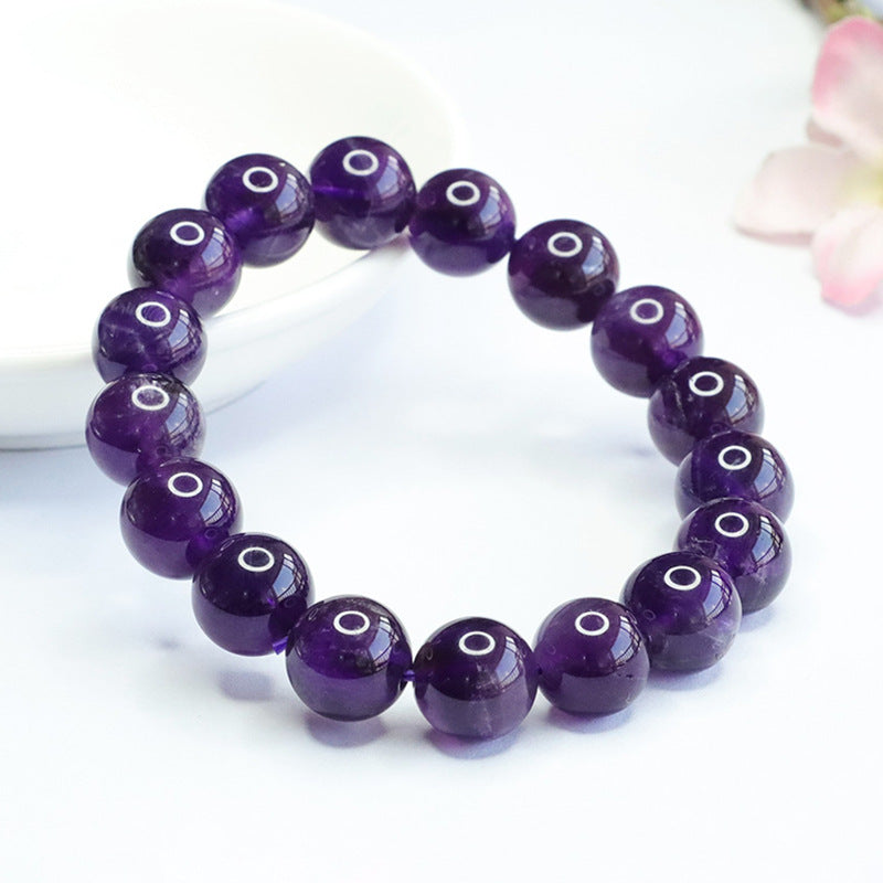 Carved Amethyst Mantra Bracelet | Spiritual Protection & Healing Jewelry