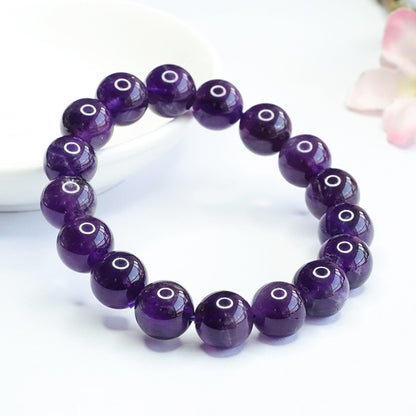Carved Amethyst Mantra Bracelet | Spiritual Protection & Healing Jewelry
