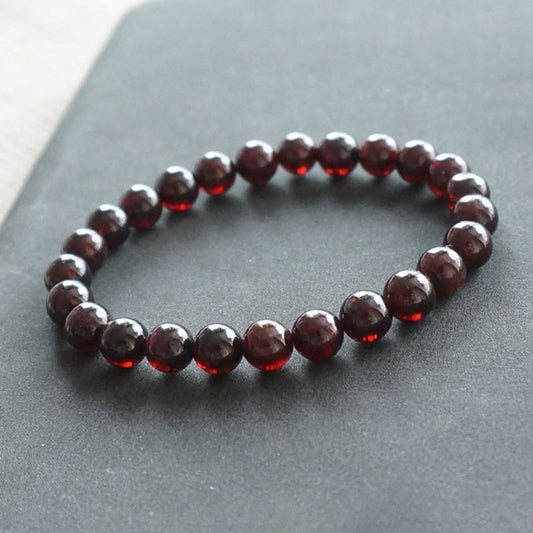 Premium 8mm Red Garnet Bead Bracelet | High-Polish Healing Crystal Source