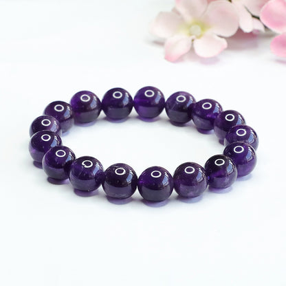 Carved Amethyst Mantra Bracelet | Spiritual Protection & Healing Jewelry