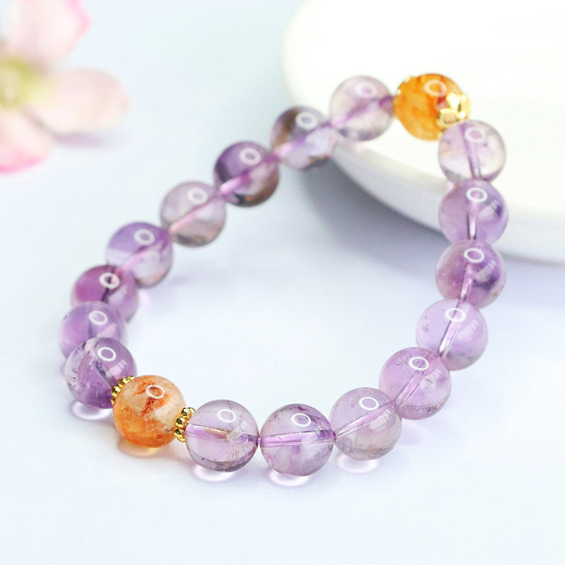 Dainty Lavender Amethyst Bracelet with Amber Accents | Zen Style Jewelry